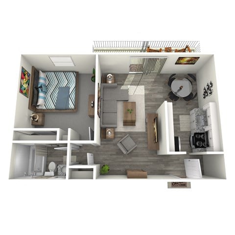 Floor plan for 1 bed, 1 bath